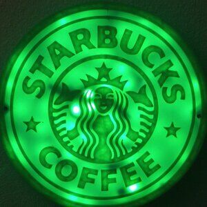 3D Printed Starbucks RGB LED 8-Inch Sign With Remote Wall Lamp